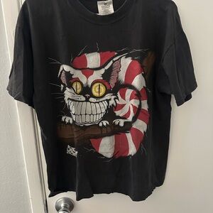 Rare Vintage Black T-Shirt with Cheshire Cat Graphic